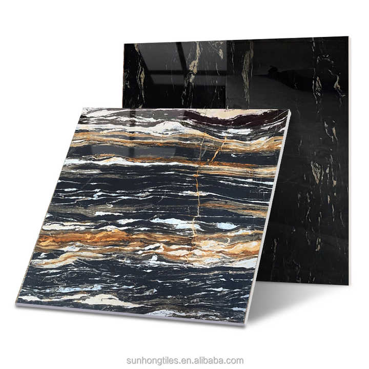 Factory Supply Dark Marble Pattern Ceramic Tiles Porcelain Floor Tiles 80x80 Faux Marble Floor Tiles For Living Room Black