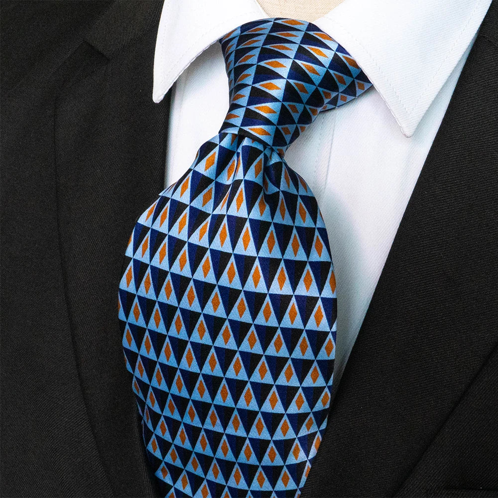 Cà vạt lụa nam họa tiết caro cổ điển thủ công