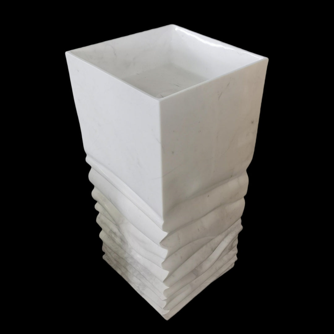 Luxury white marble pedestal wash basin 