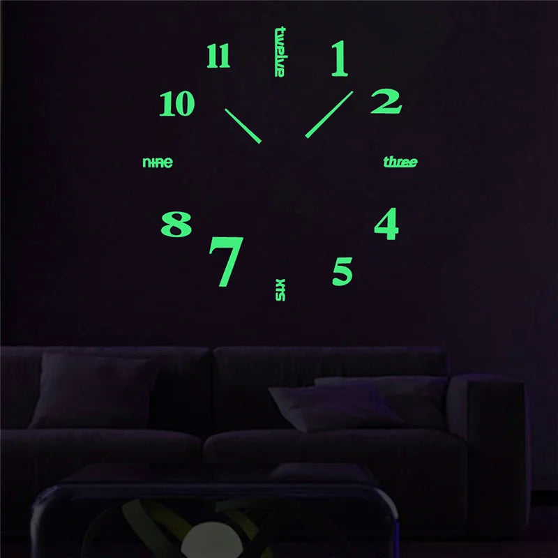 Cheap Night Light Art Acrylic Sticker Design Home Decorative Wall Clocks Luminous Large DIY Modern Wholesale City Stars Kids 3d