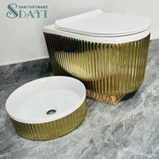 SDAYI LUXURY wall-hung toilet with Chinese girl shape in gold and silver color 
