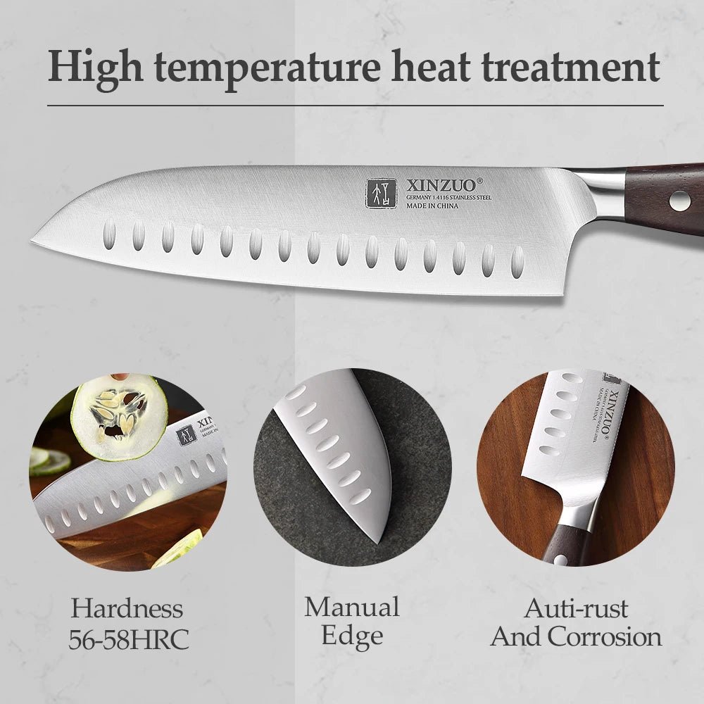 XINZUO 7-Piece Kitchen Knife Set Made of High-Quality German Steel