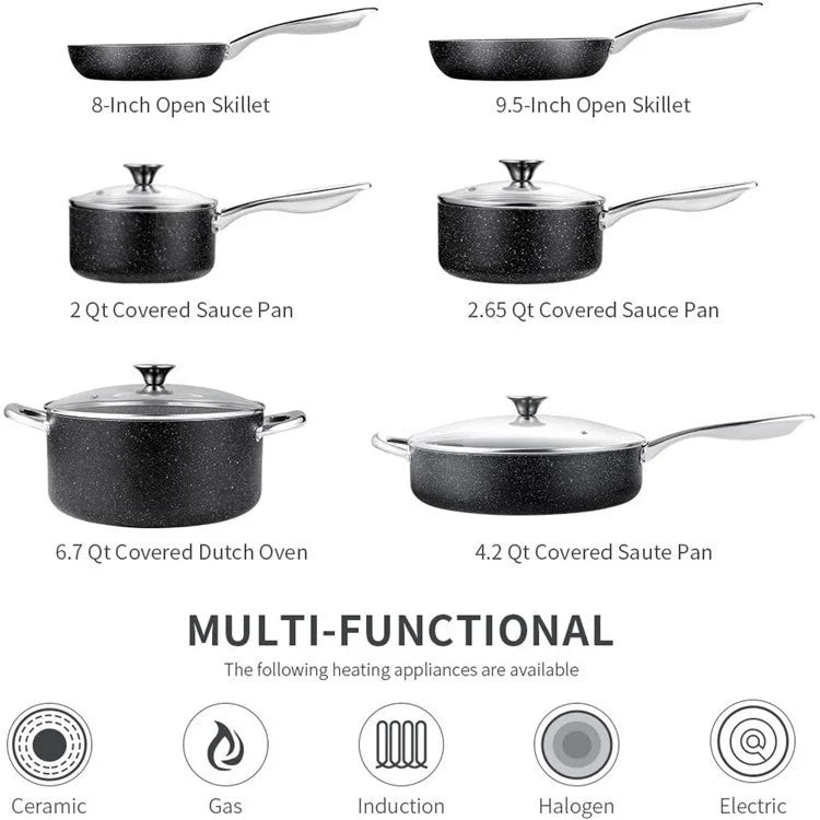 Bộ 10 Nồi Inox Bền Lâu Đáy Đồng Nấu Ăn Đẳng Cấp