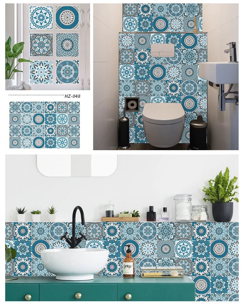 24pcs/set Light Color Tiles Sticker Wall Stickers Kitchen Bathroom Home Renovation Wallpaper Waterproof Self-adhesive Wall Decal