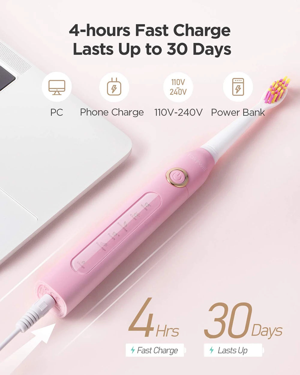 Fairywill Electric Sonic Toothbrush FW-507 USB Charge Rechargeable Adult Waterproof Electronic Toothbrushes Replacement Heads s