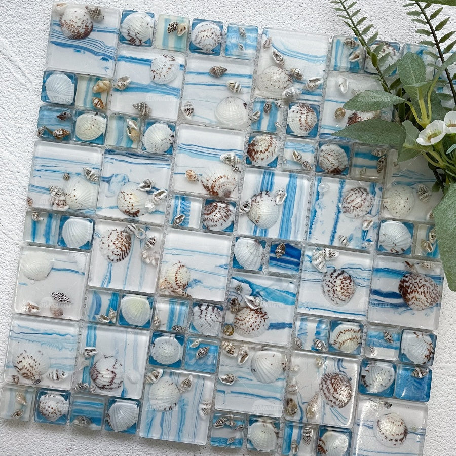 Square Seashell Epoxy Resin MOSAIC Tiles 