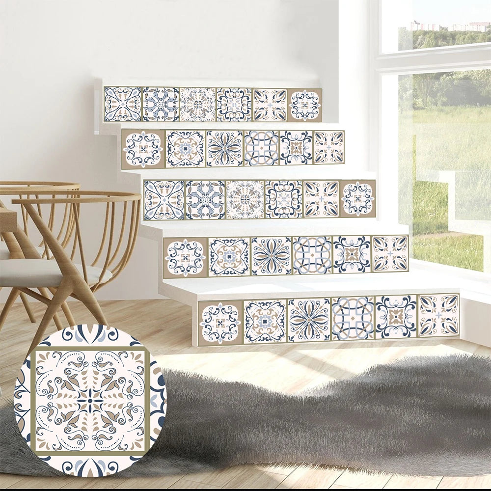 10pcs Blue &amp; Gray Matte Surface Wall Sticker Film For Tiles /Ground in Kitchen Backsplash Floor PVC Art Wallpaper Peel &amp; Stick