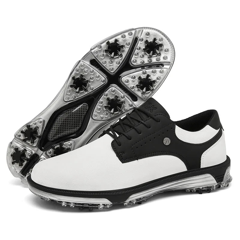 Men's and Women's Leather Golf Shoes Waterproof Rubber Sole Printed Logo