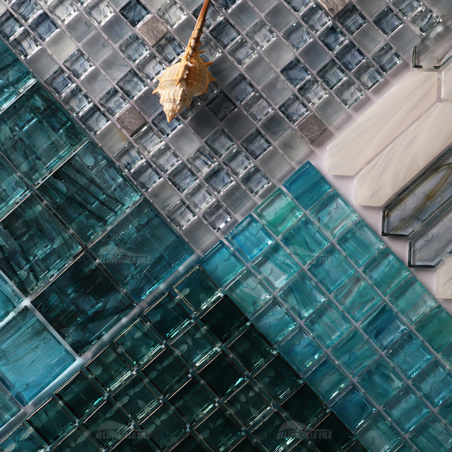 Bluwhale Amber Glass Mosaic Tiles 