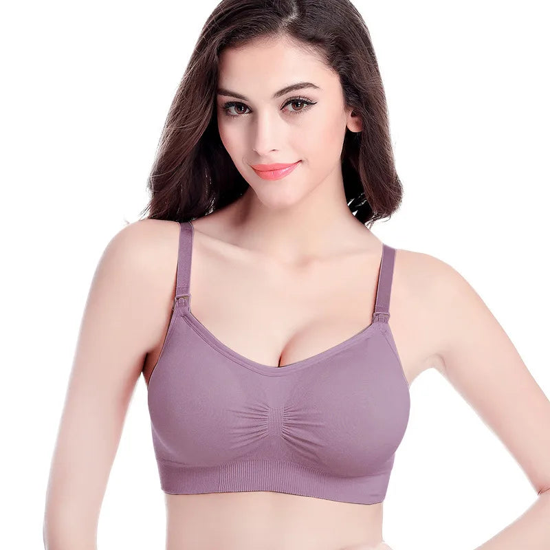 Adjustable Anti-Sagging Breastfeeding Bra Steel Ring-Free Upper Buckle Pregnant Women's Maternity Underwear Featuring Breast Pad - Daisan Mart
