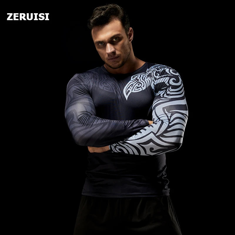 Men's Long Sleeve Bodycon Gym Sports T-Shirt