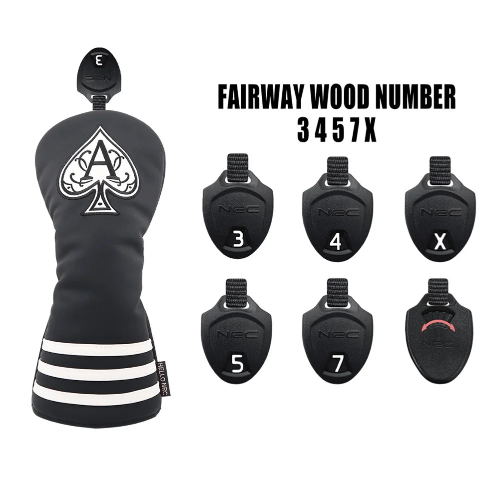 Peach Black Waterproof Golf Club Cover Set with Embroidered Logo