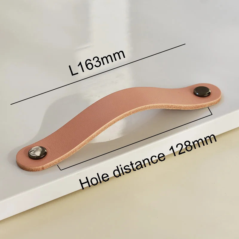 Nordic Style Pink Leather Handle Furniture Drawer Cupboard Kitchen Cabinet Door Knobs Pull Children's Room Cabinet Handles