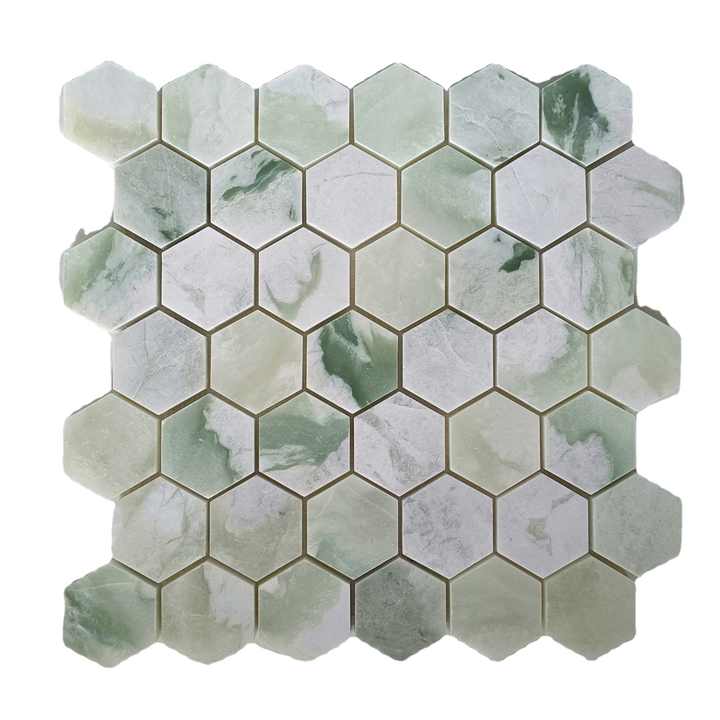 Green hexagonal marble tiles for villa hotel project wall decoration