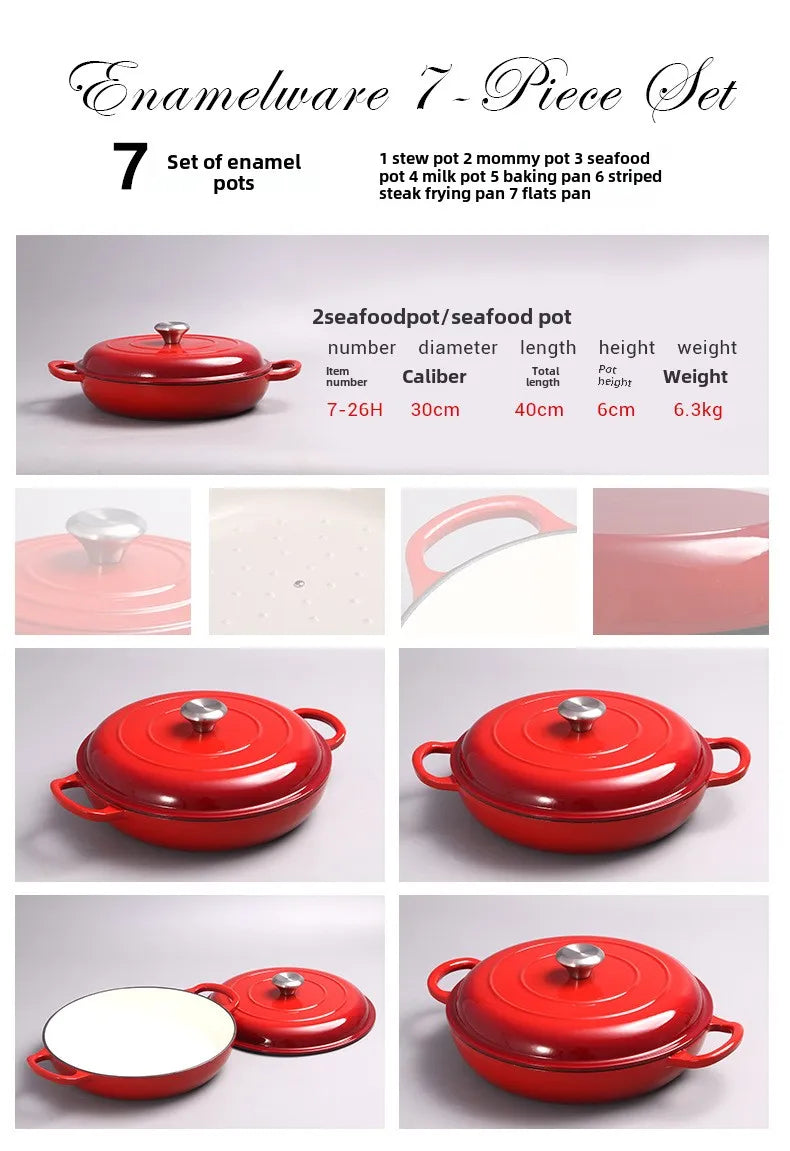 Bộ Nồi Chảo Gang Tráng Men Đa Năng Bền Bỉ