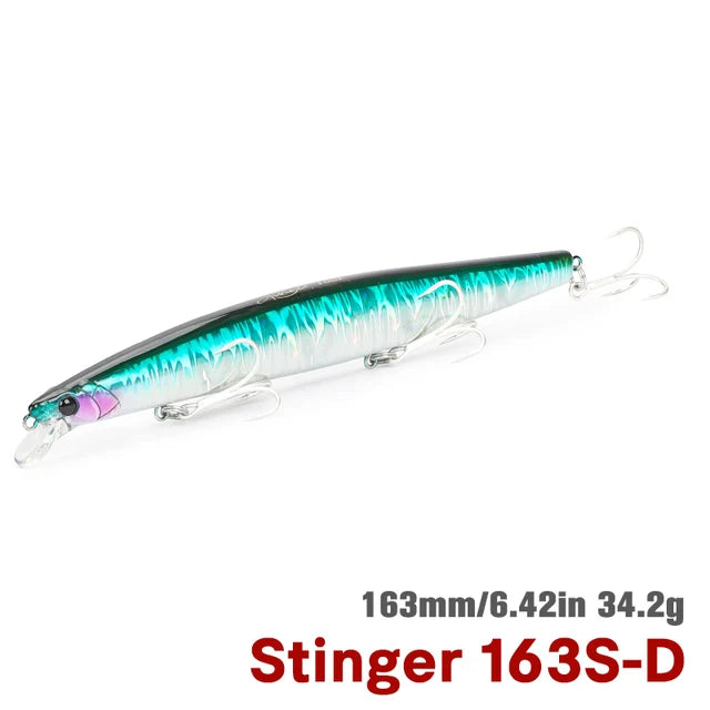 TSURINOYA 34.2g STINGER 163S Sinking Minnow 163mm Sea Fishing Lure Hard Artificial Pike Fishing Baits Tackle DW119