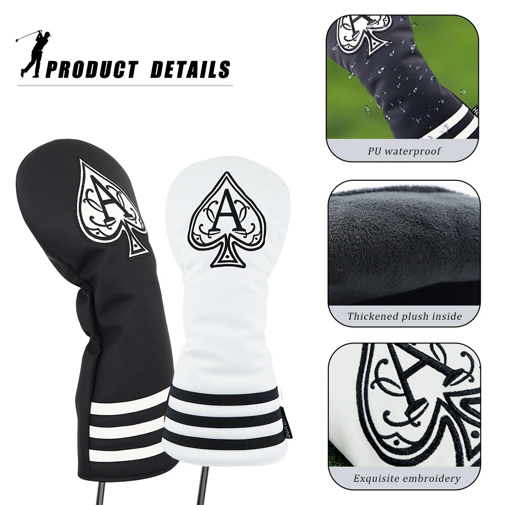 Peach Black Waterproof Golf Club Cover Set with Embroidered Logo