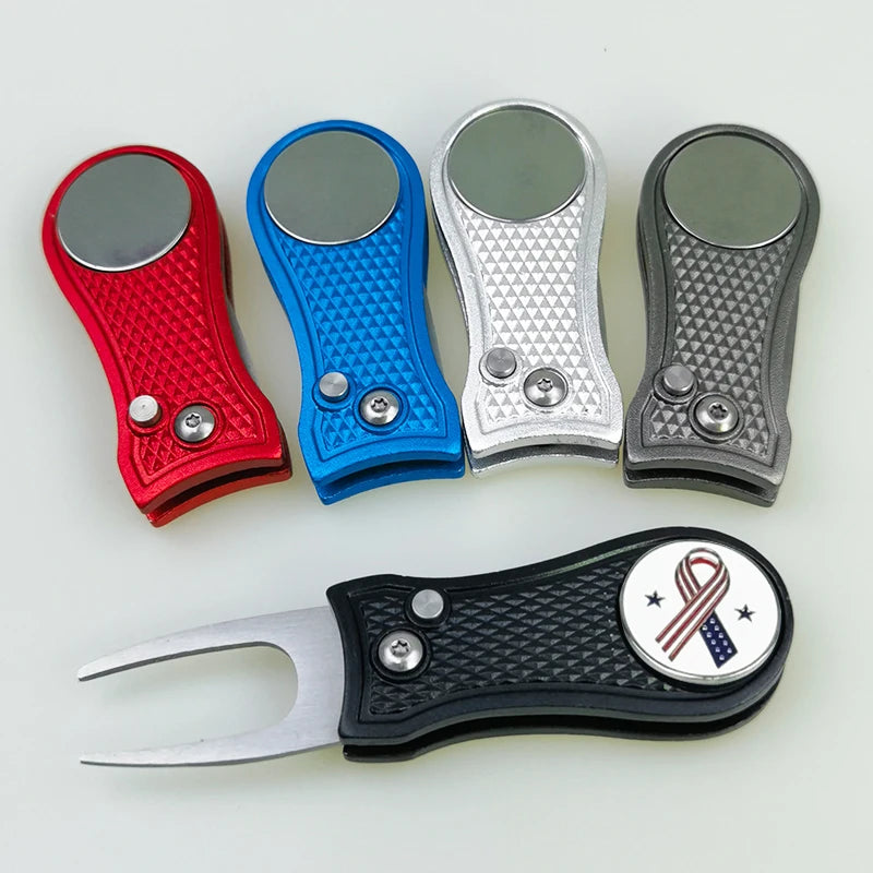 Golf Green Divot Repair Tool with Metal Marker