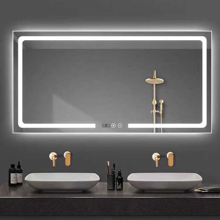 Waterproof LED Smart Mirror, Frameless Bathroom Mirror Display With Custom Function 