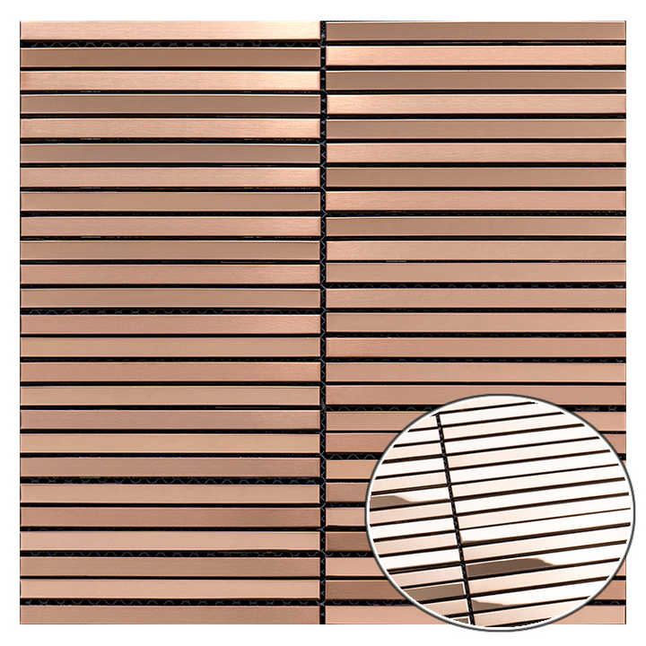 Easy to install Stainless Steel Metal Mosaic Tiles 3D Wall Tiles Rectangular Striped Tiles for Kitchen Bathroom 