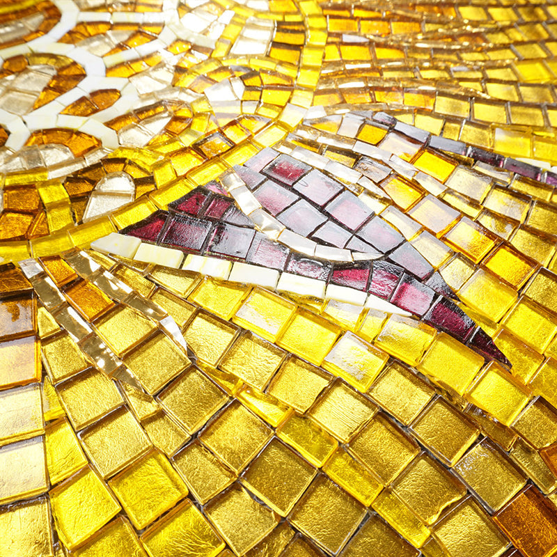 High quality handmade gold plated crystal mosaic flower art painting 