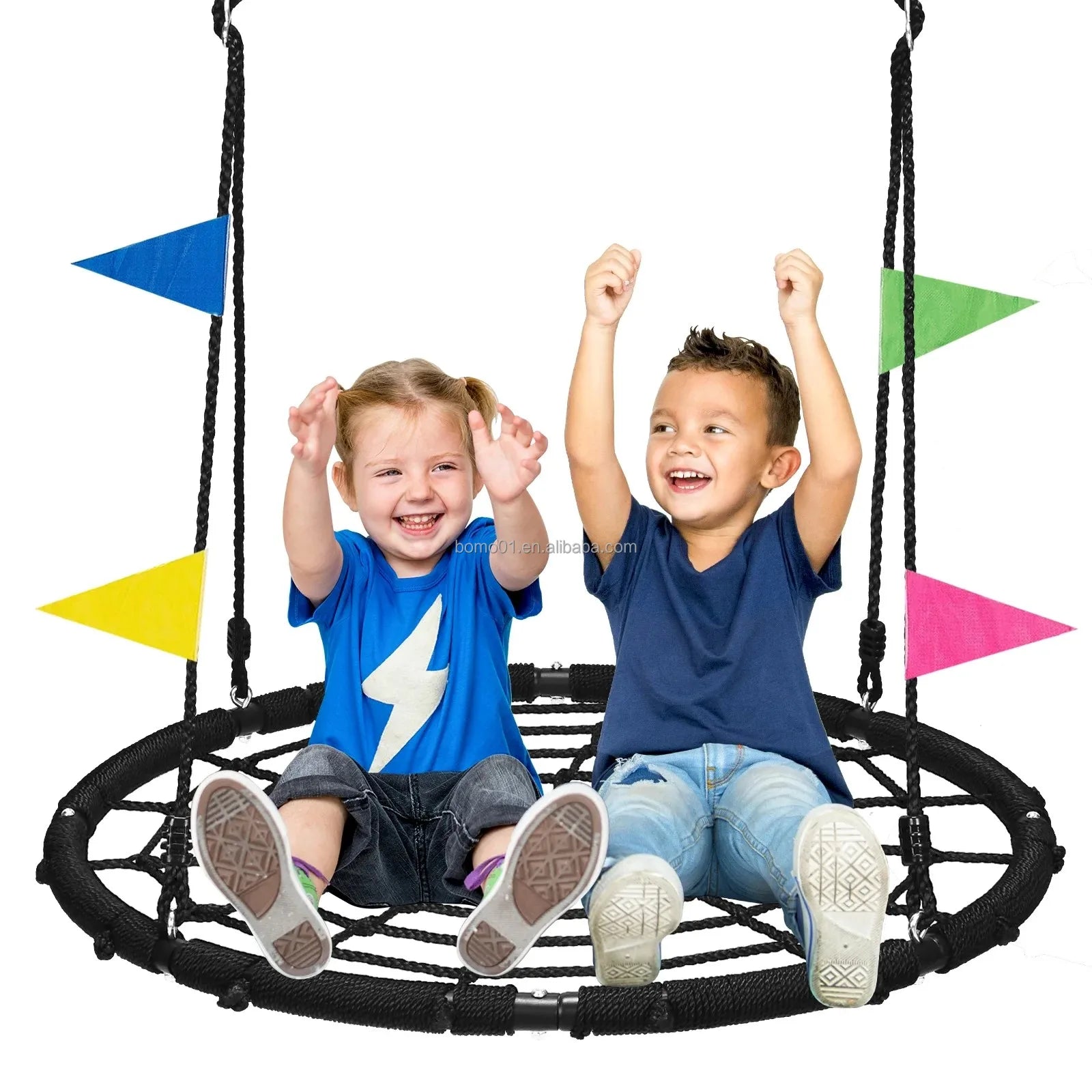 Zoshine 40-Inch Net Swing in Stock Reinforced Spider Web Tree Swing Rust-resistant Black Round Rope Swing Garden Backyard Use - Daisan Mart