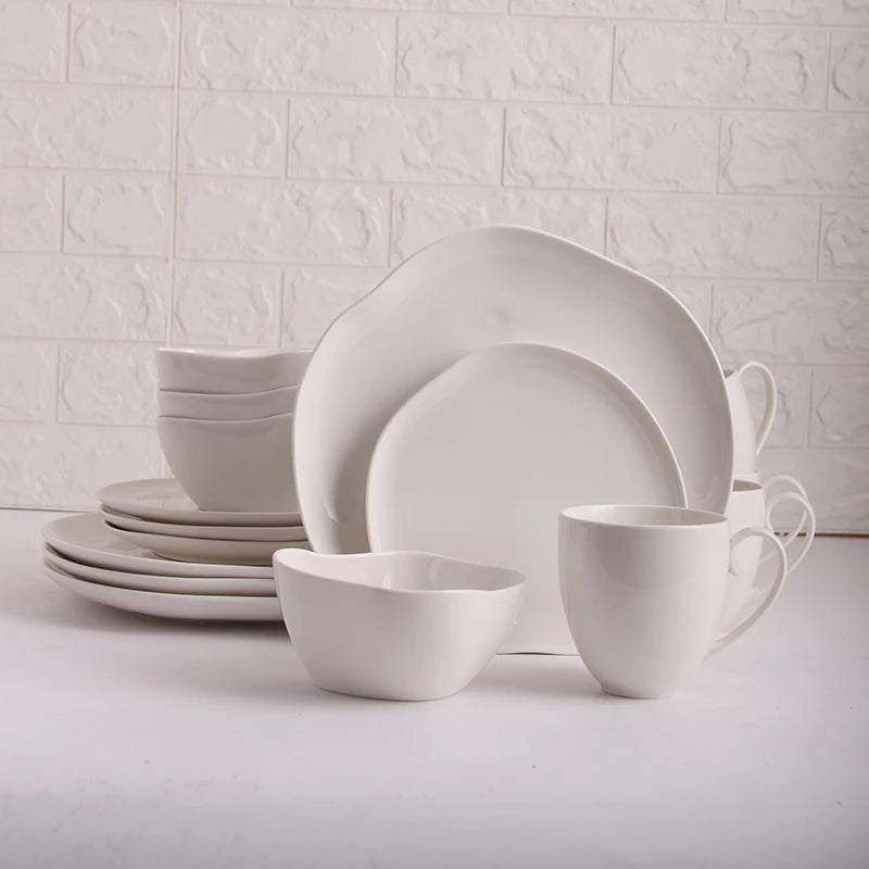 Bộ Đĩa Gốm Sứ Trắng Nghệ Thuật - Khay & Tô Đa Năng