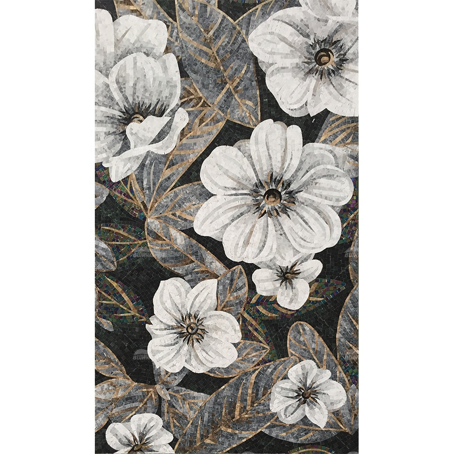 3D handmade flower mosaic painting for swimming pool wall 
