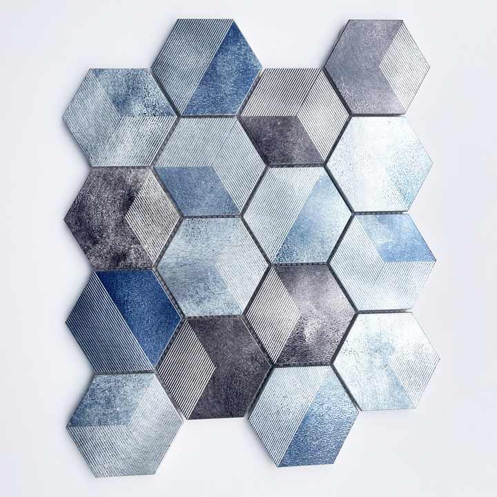 Zellige modern 3D spray hexagon kitchen wall tiles for interior wall living room bathroom decoration 