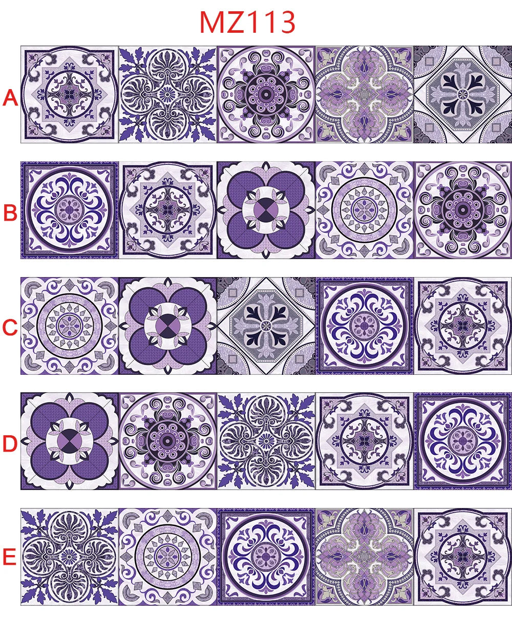 10/15/20/30cm Purple Retro Strip Tiles Wall Sticker Kitchen Stairs Tile Decoration Wallpaper Peel &amp; Stick Waterproof Art Mural