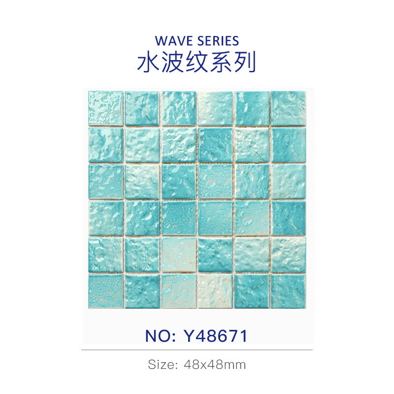 Swimming pool glass mosaic tile supplier design pattern anti-slip surface luxury ocean style 