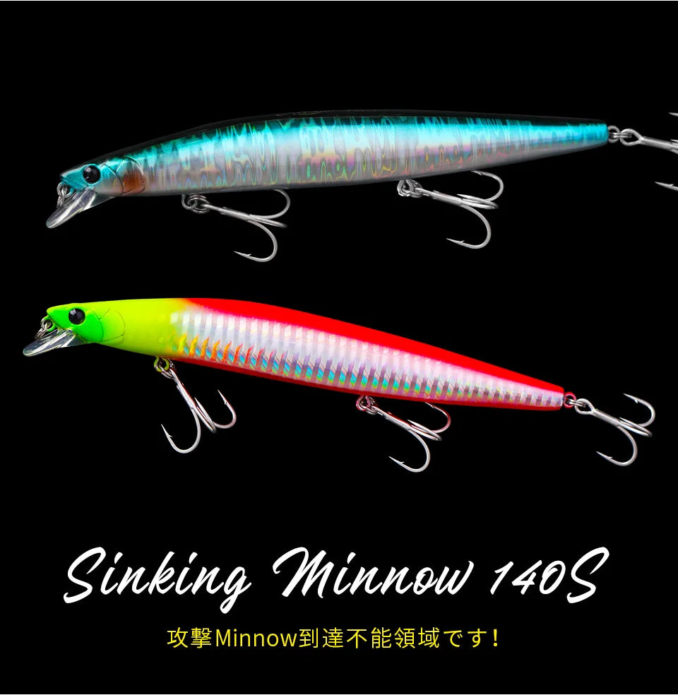 TSURINOYA 140mm 26g DW92 Sinking Minnow Saltwater Freshwater Black Bass Pike Bait Long Casting Sinker Weight Jerkbait Wobblers