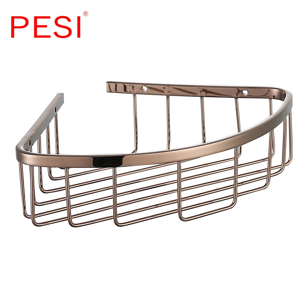 Bathroom Shelf Black Stainless Steel Single Bathroom Shelves Shower Storage Rack Wall Mounted Corner Basket Shampoo Shelf. - Daisan Mart
