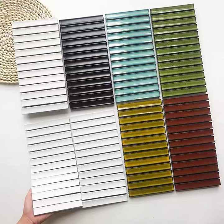 Modern glossy ceramic mosaic tiles for interior walls and floors in striped style decoration