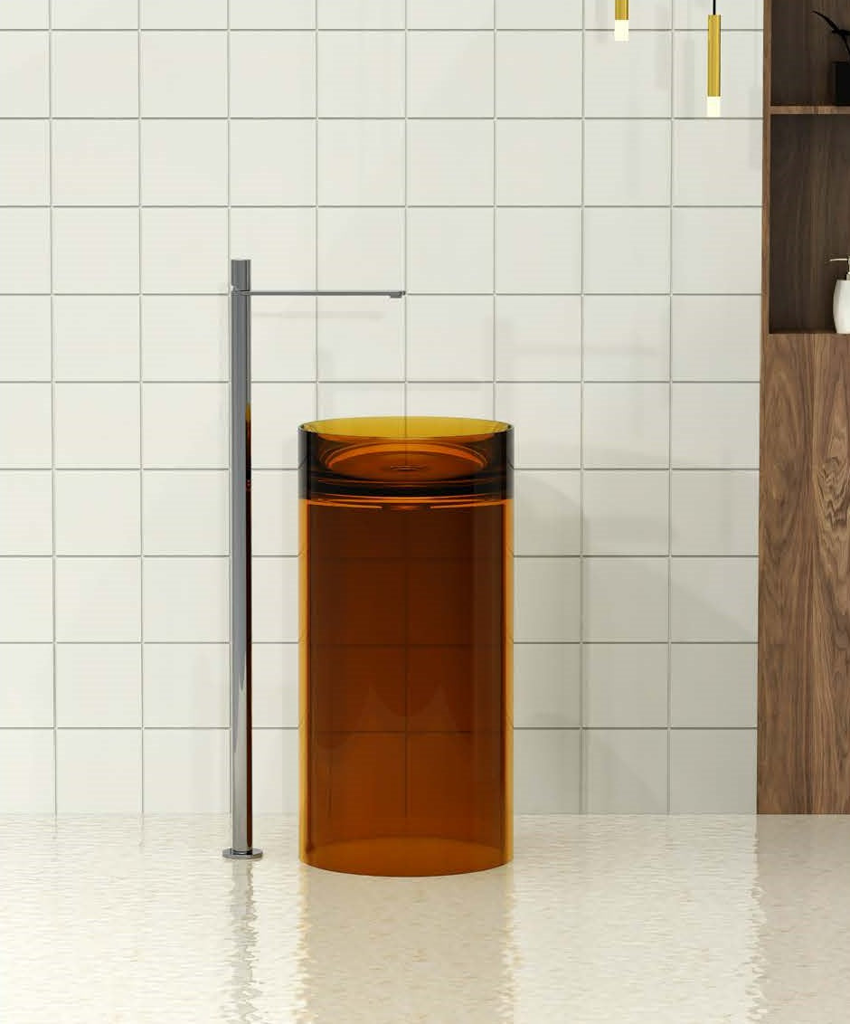 Modern design transparent plastic free standing wash basin 