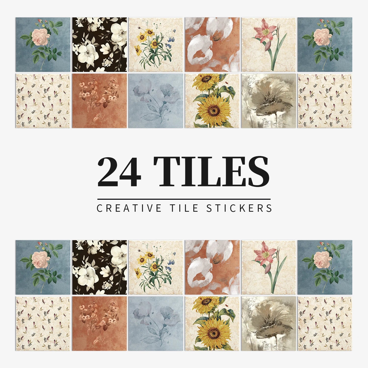 24pcs/set Light Color Tiles Sticker Wall Stickers Kitchen Bathroom Home Renovation Wallpaper Waterproof Self-adhesive Wall Decal