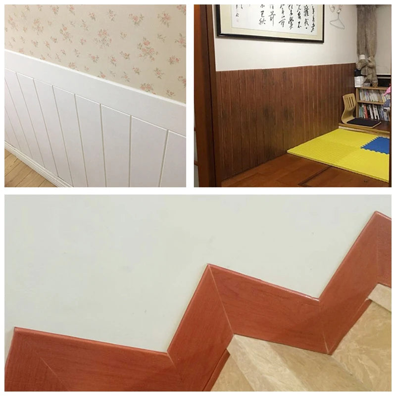 3D Wall Edge Strip Stickers Self Adhesive Waterproof PVC Baseboard Corner Waist Line Sticker Wall Trim Line Skirting Border