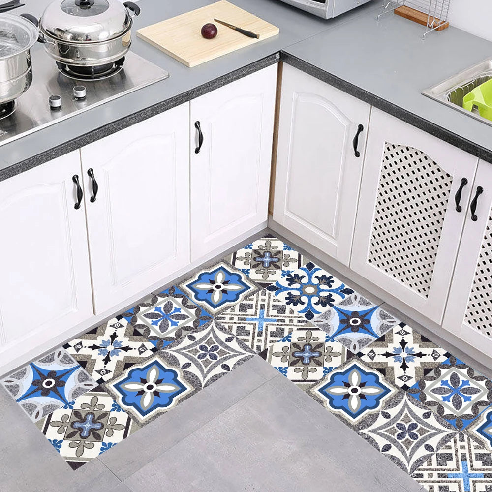 10pcs Blue &amp; Gray Matte Surface Wall Sticker Film For Tiles /Ground in Kitchen Backsplash Floor PVC Art Wallpaper Peel &amp; Stick