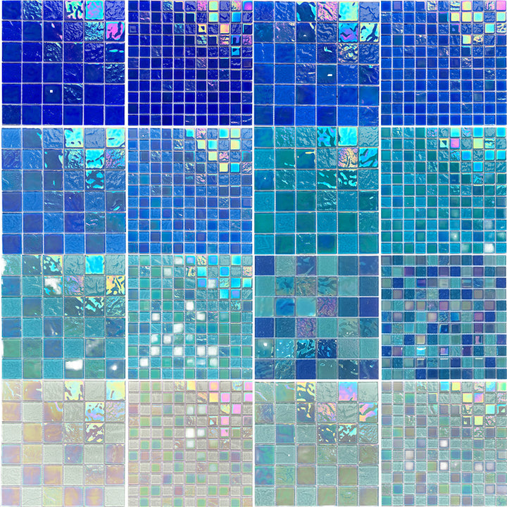 4mm thick square glass pool tiles modern design sparkling ocean blue for villa bathroom 