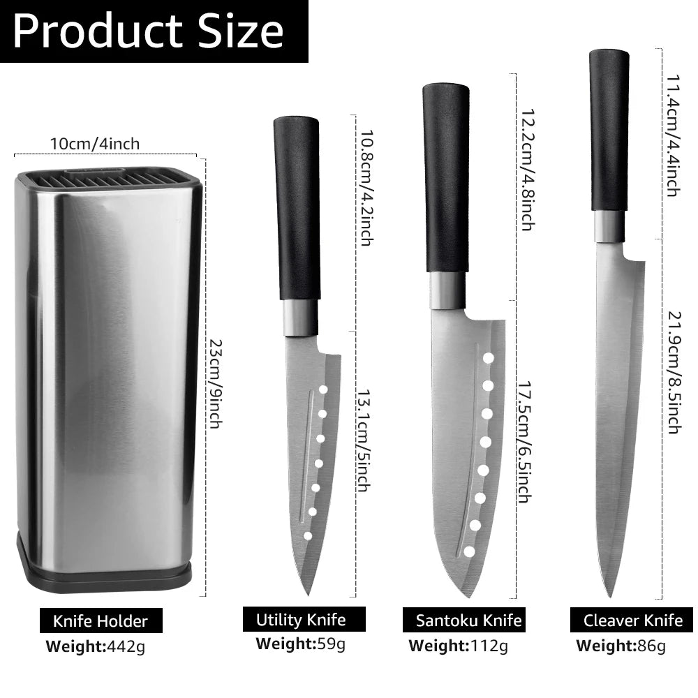 3-Piece Kitchen Knife Set High-Quality 3CR13 Stainless Steel