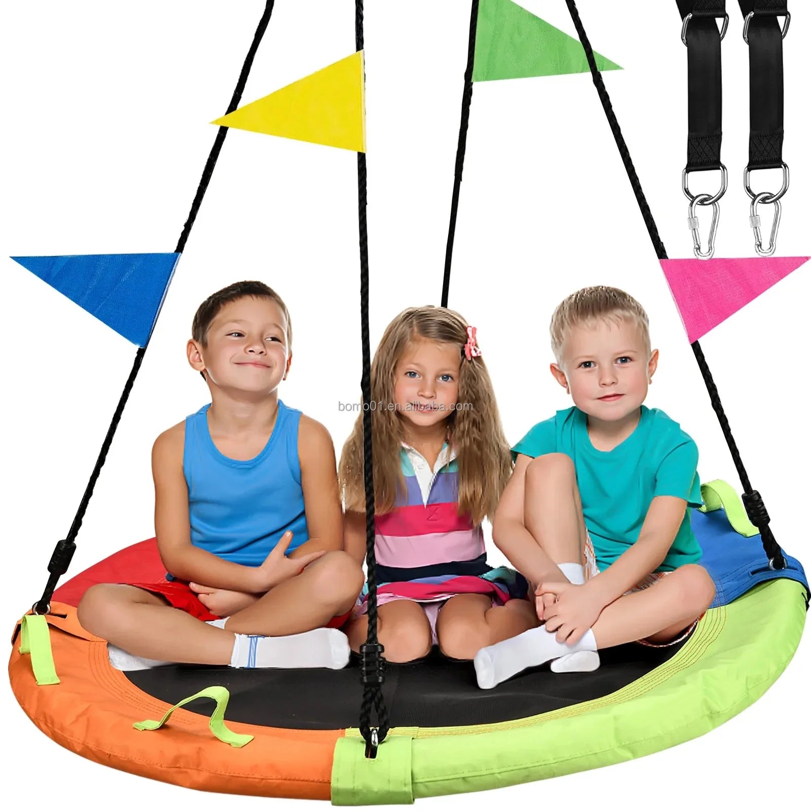 Zoshine 40inch Outdoor Tree Swing Kit Adjustable Hanging Rope Straps 40inch Saucer Swing Center Swivel Spinner for Kids School - Daisan Mart