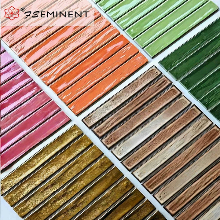 Nordic candy color long wave ceramic mosaic tiles used for interior wall 