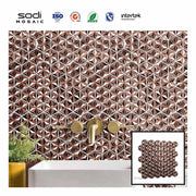 3D glossy stainless steel hexagon kitchen wall tiles starting shape gold rose silver purple 