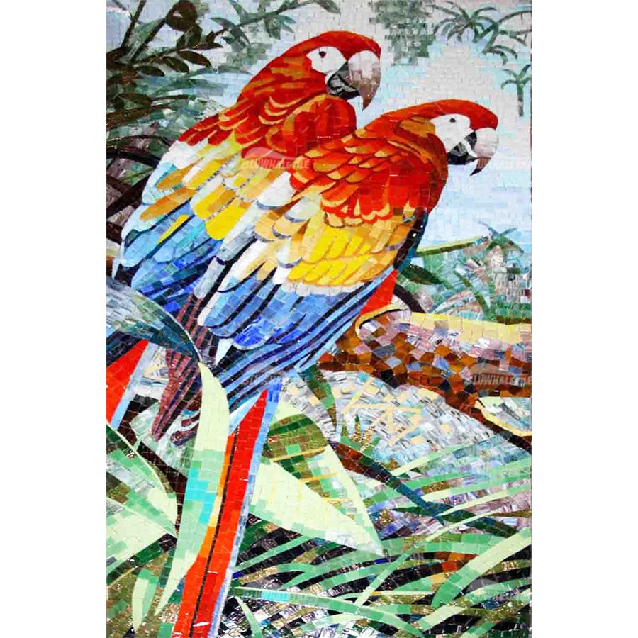 Cheap custom flower decorative handmade art painting supplier glass bird pattern wall puzzle 