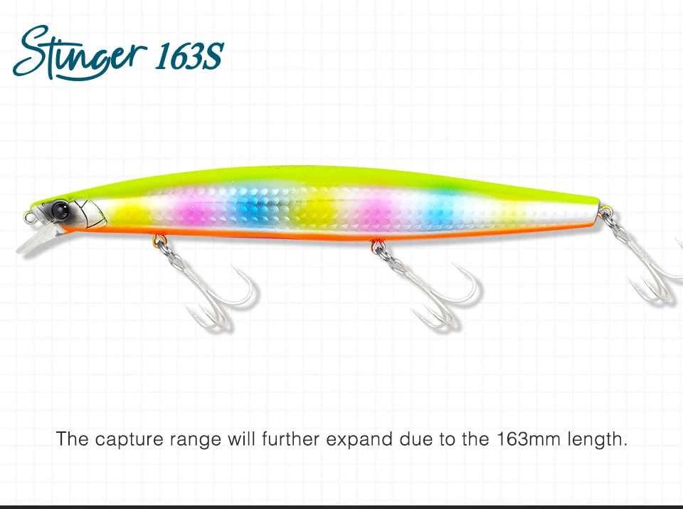TSURINOYA 34.2g STINGER 163S Sinking Minnow 163mm Sea Fishing Lure Hard Artificial Pike Fishing Baits Tackle DW119