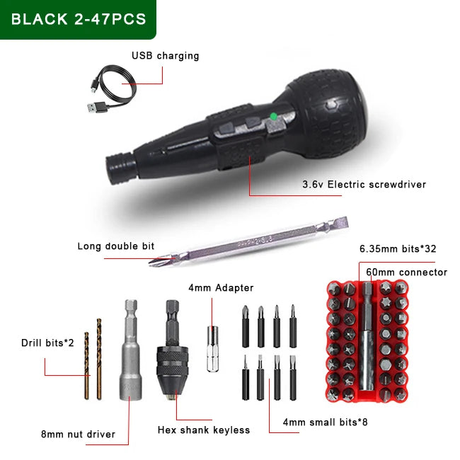 Electric Screwdriver 3.6V Cordless Drill 1800mah Lithium Battery Super Torque Mini Power Tools Automatic And Manual Led Light