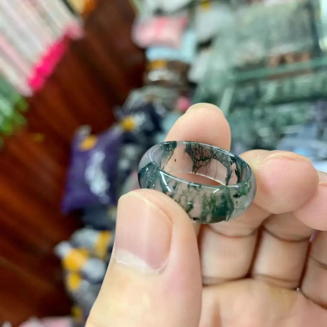 Nhẫn Đá Rêu Thiên Nhiên Sang Trọng Cho Nam Nữ