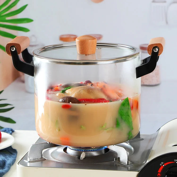 High quality transparent heat-resistant glass pot with lid