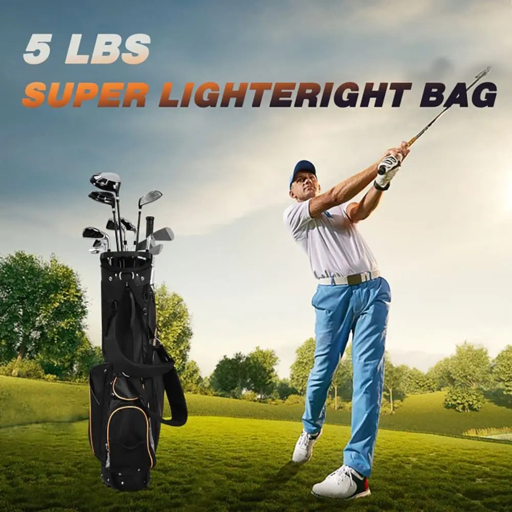 9 Inch Waterproof Standing Golf Bag with Wheels and Shoe Compartment