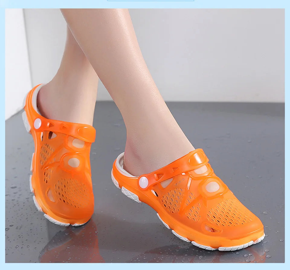 Dép Sandal Nữ Mùa Hè Thoải Mái Màu Kẹo PVC Bãi Biển